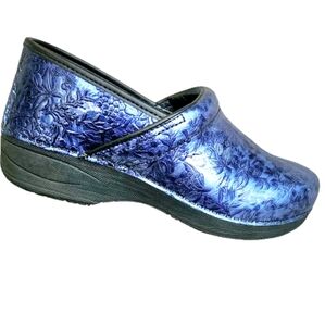 Dansko Blue Embossed Clogs